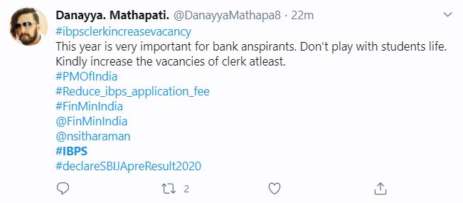 IBPS Clerk Vacancy Tweets by Students