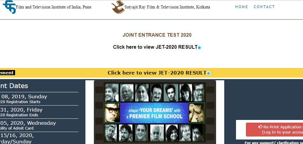 FTII Results Released Online 2020