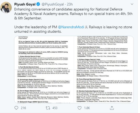 Piyush Goyal's Tweet