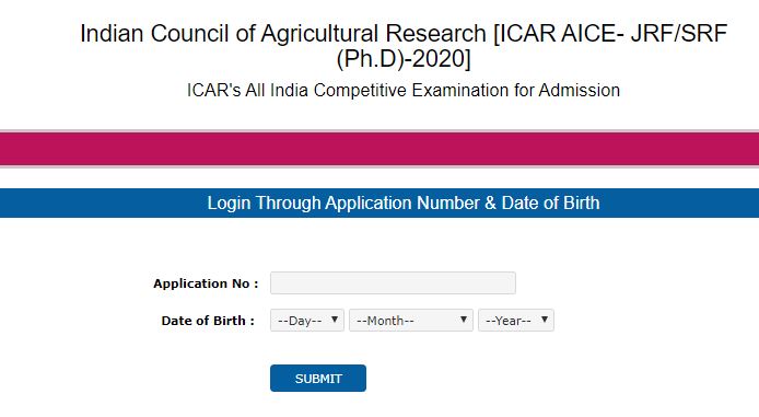 ICAR AICE PhD Admit Card