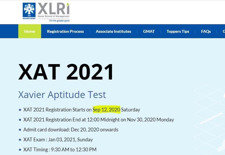 XAT 2020 notification