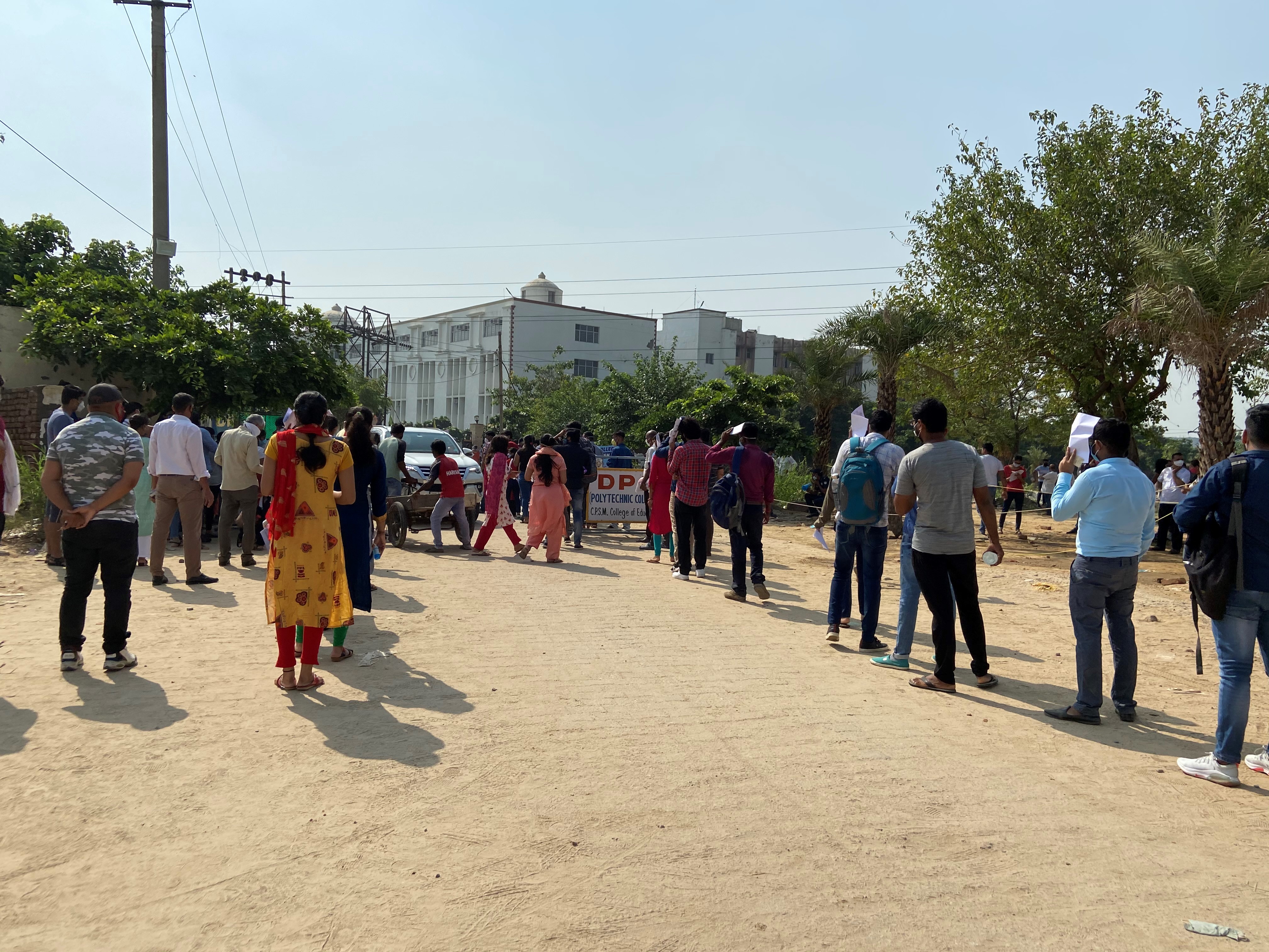 Students were asked to stand in a queue