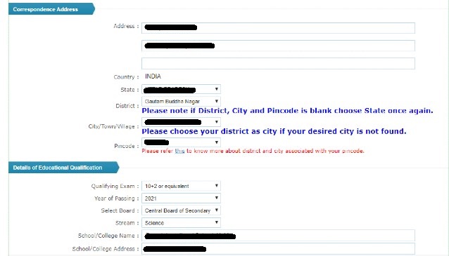 UCEED Application form 2021 Page 3