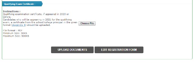 Qualifying Exam Certificate Upload in UCEED 2021 application form