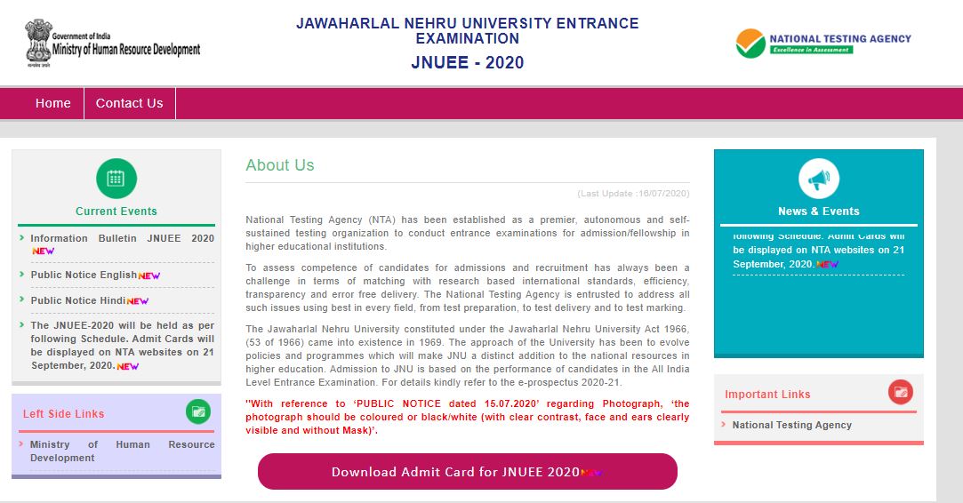 JNUEE Admit Card Released!