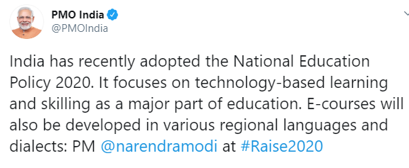 PM Modi's Raise 2020 submit