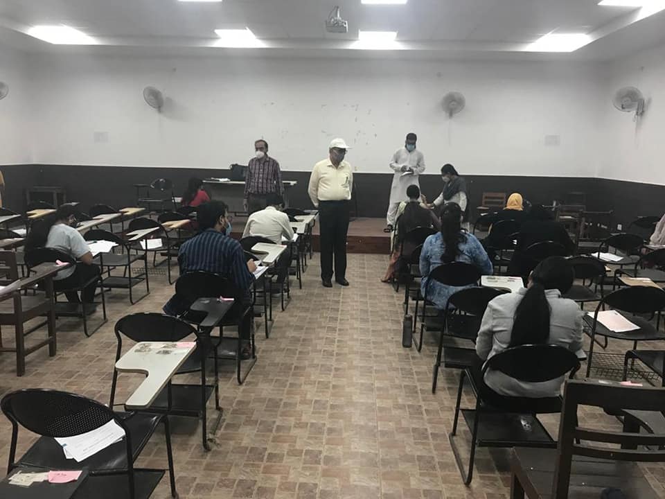 Students at JMI Entrance Exam Centre on October 10