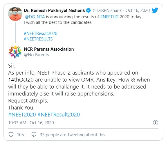 NEET 2020 phase 2 answer key demand