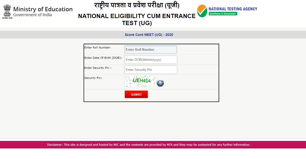 NEET 2020 result 