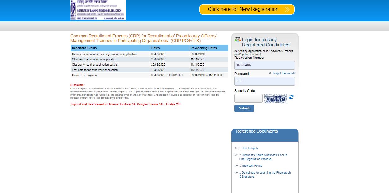 IBPS PO application form