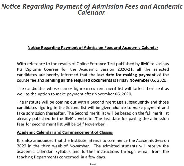 IIMC Notice 2020
