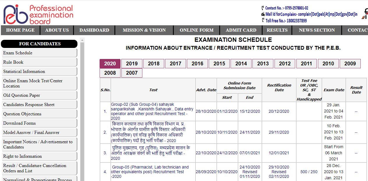 MP Vyapam exam date 2020 revised again for Group-5 recruitment test
