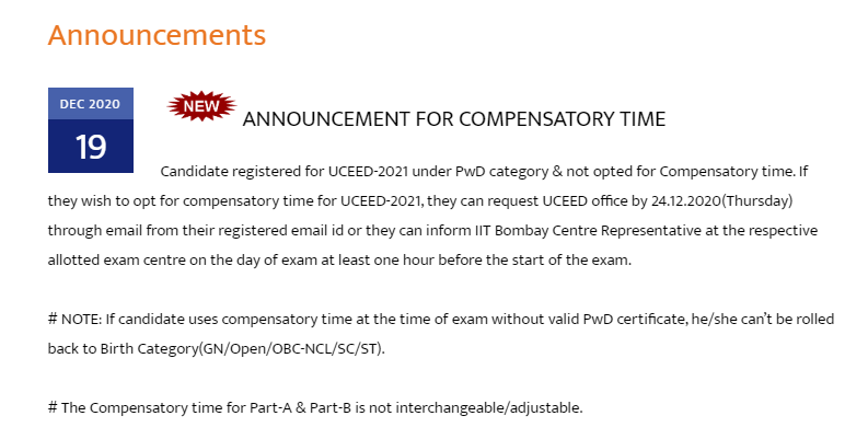 UCEED 2021: Apply for Extra time under PwD category by December 24