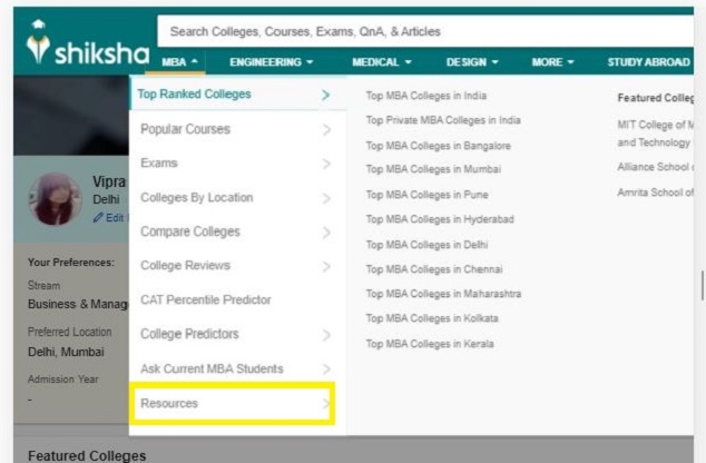 Shiksha Common Application form