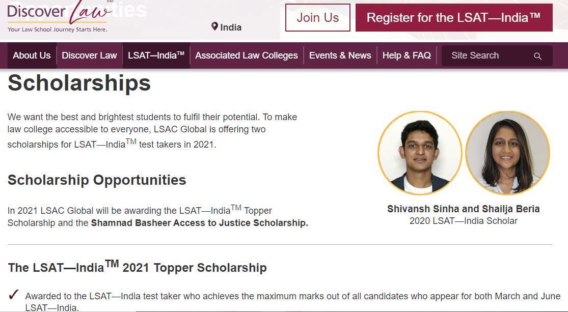 LSAT India 2021 Merit Scholarships Announced 