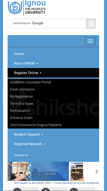 IGNOU Application Process 2021 Step 2