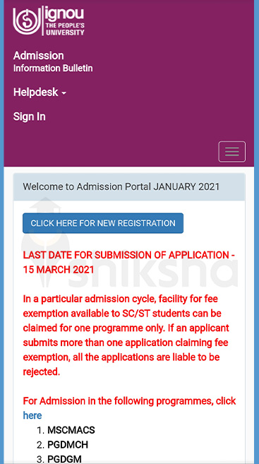 IGNOU Application Process 2021 Step 3