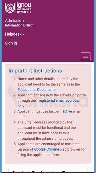 IGNOU Application Process 2021 Step 4.1