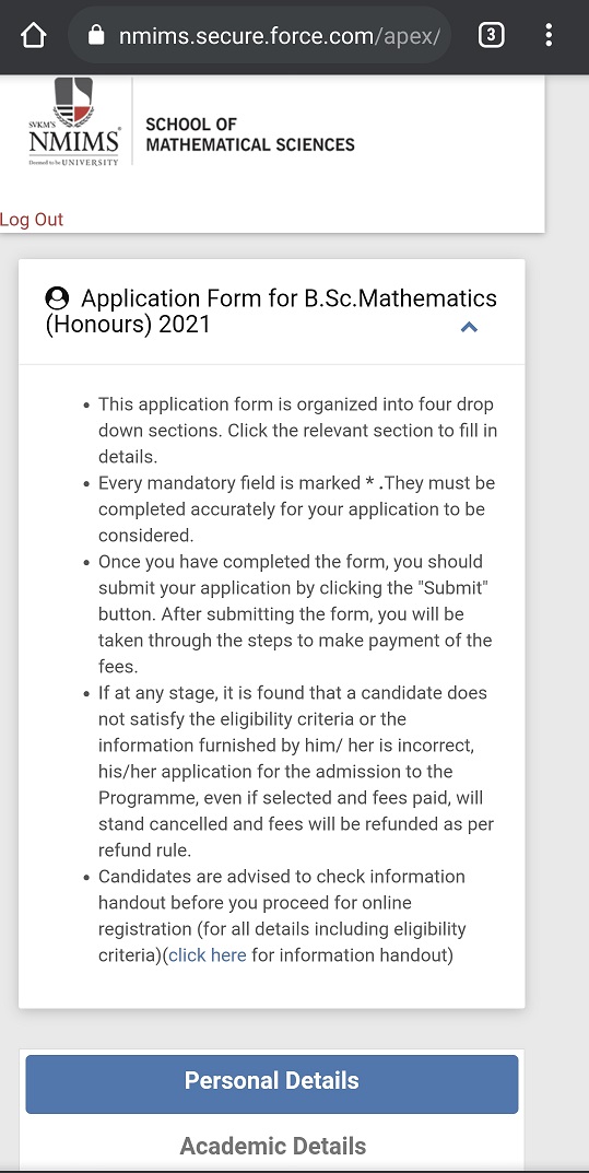 NMIMS SoMS Application Process 2021: Step 3