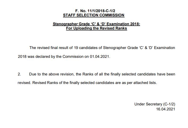 SSC_Stenographer_2018_result