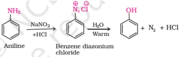 Phenol prep using diazonium salts