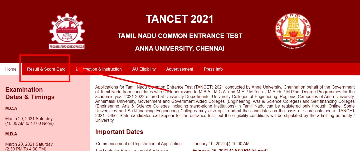 TANCET 2021 Scorecard