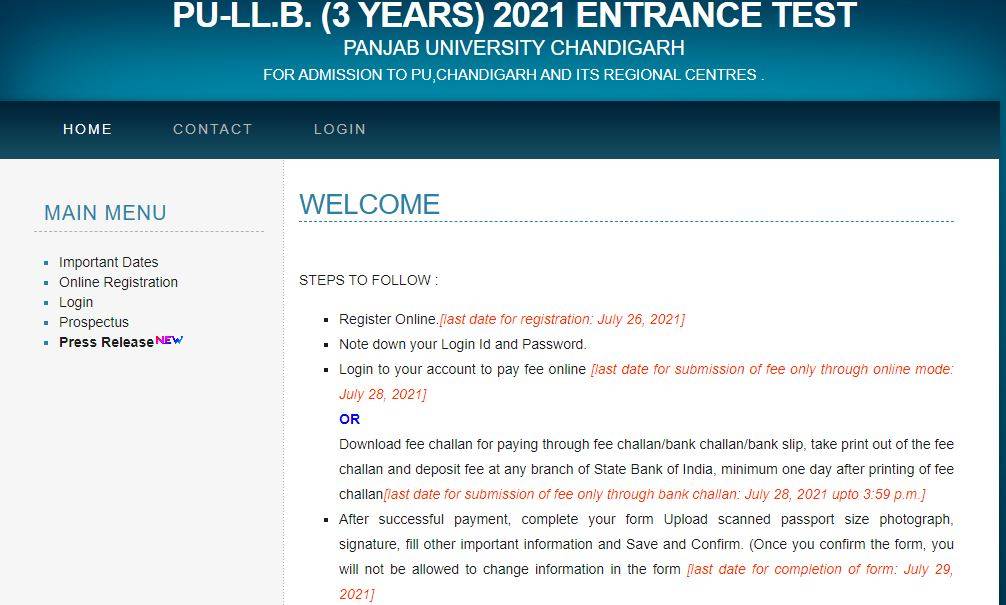 PU LLB Entrance Exam 2021 dates out; application form released