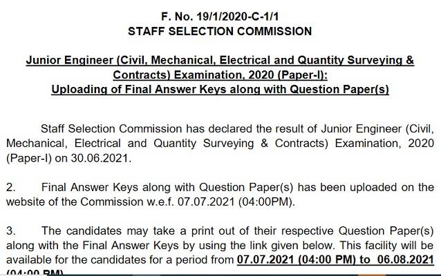 SSC_JE_Answer_Key_2021