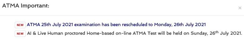 ATMA Exam Date Postponed