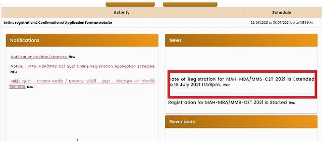 MAH CET 2021 application extension notice