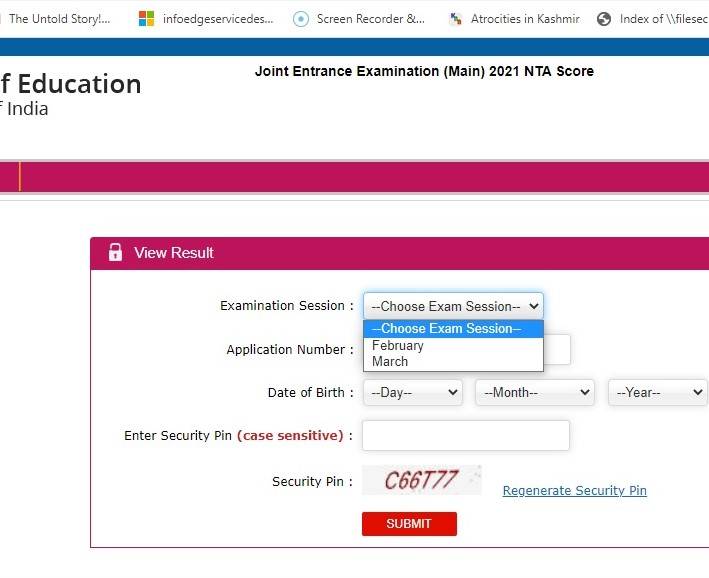 JEE Main July 2021 result login error -2