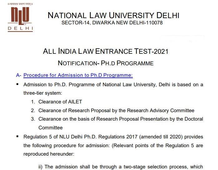AILET 2021 result announced for PhD
