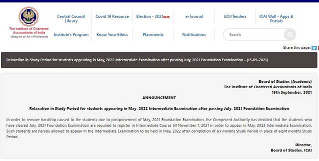 ICAI notice 2021