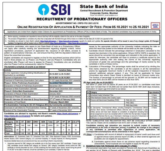 SBI PO Notification 2021 (OUT) Download Official Notification PDF