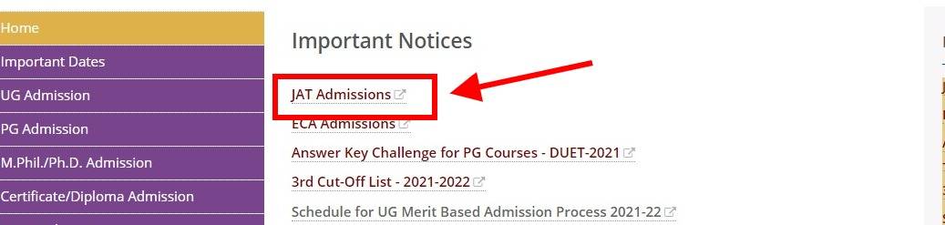 DU JAT 2021 Rank List