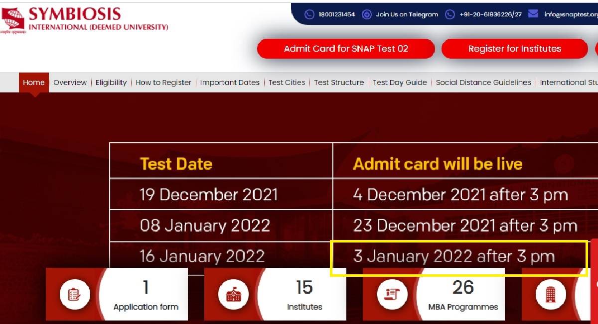 SNAP 2021 admit card 3
