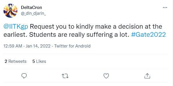 GATE 2022 tweet-1