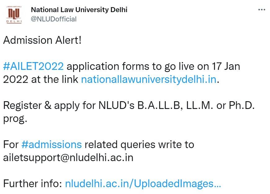 NLU Delhi tweet