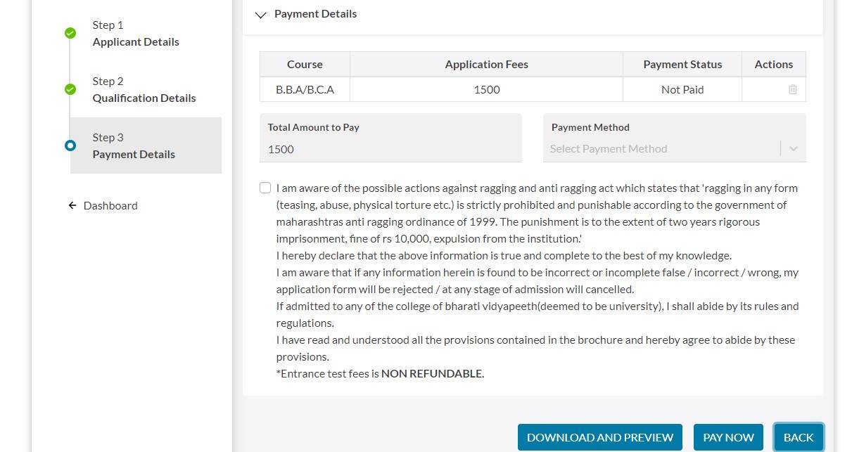 BUMAT Payment Details