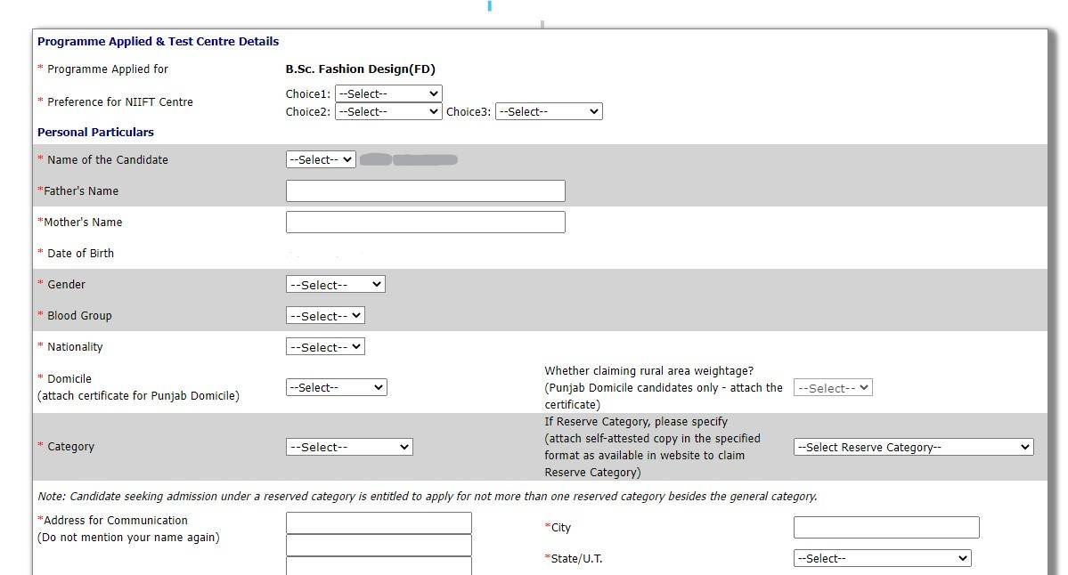 NIIFT application form