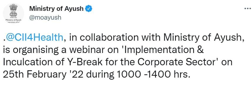 Ministry of Ayush tweet