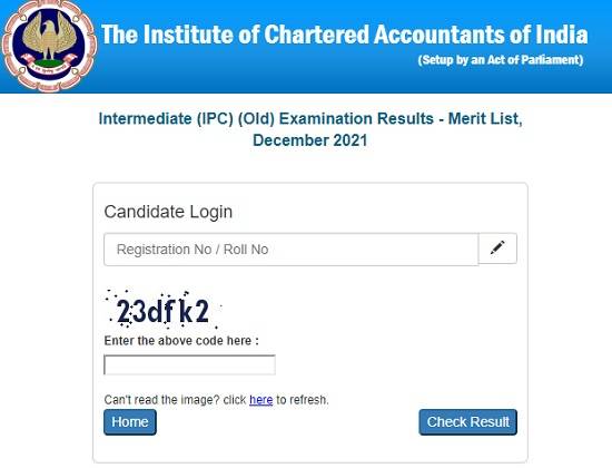 ICAI CA merit list window