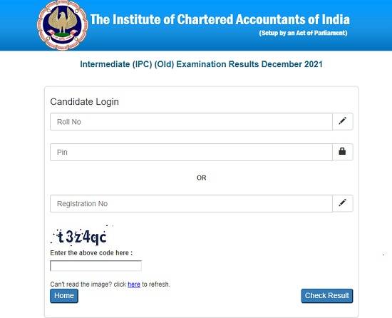 ICAI CA intermediate result link