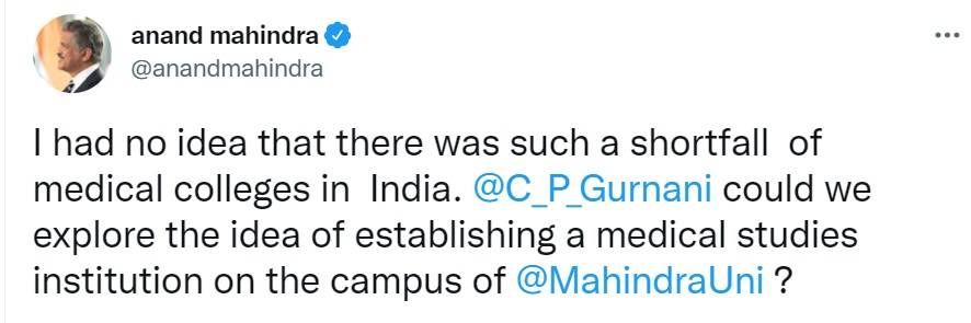 Anand Mahindra Tweet