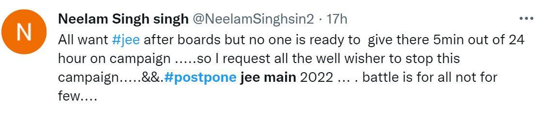 #PostponeJEEMains2022