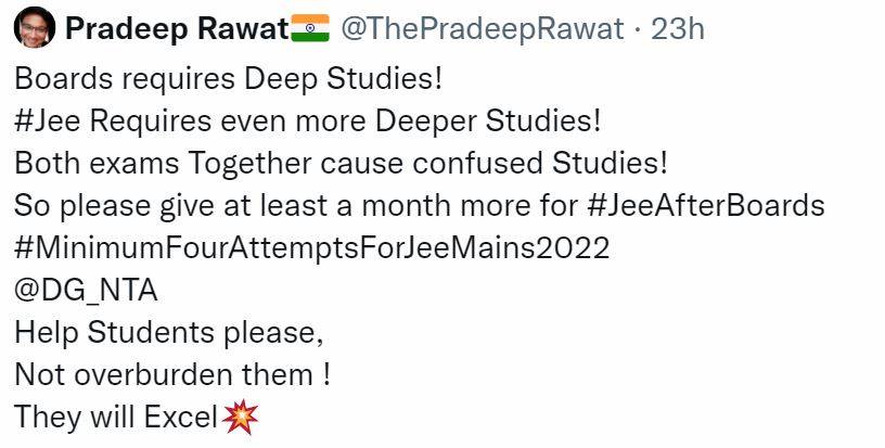 #PostponeJEEMains2022