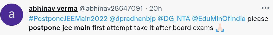 #PostponeJEEMains2022