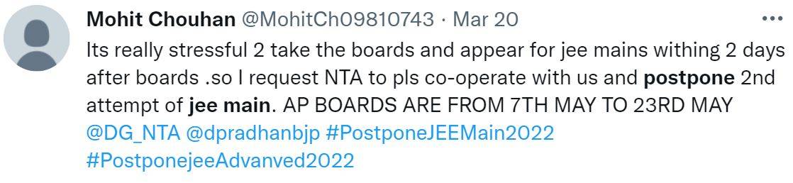 #PostponeJEEMains2022