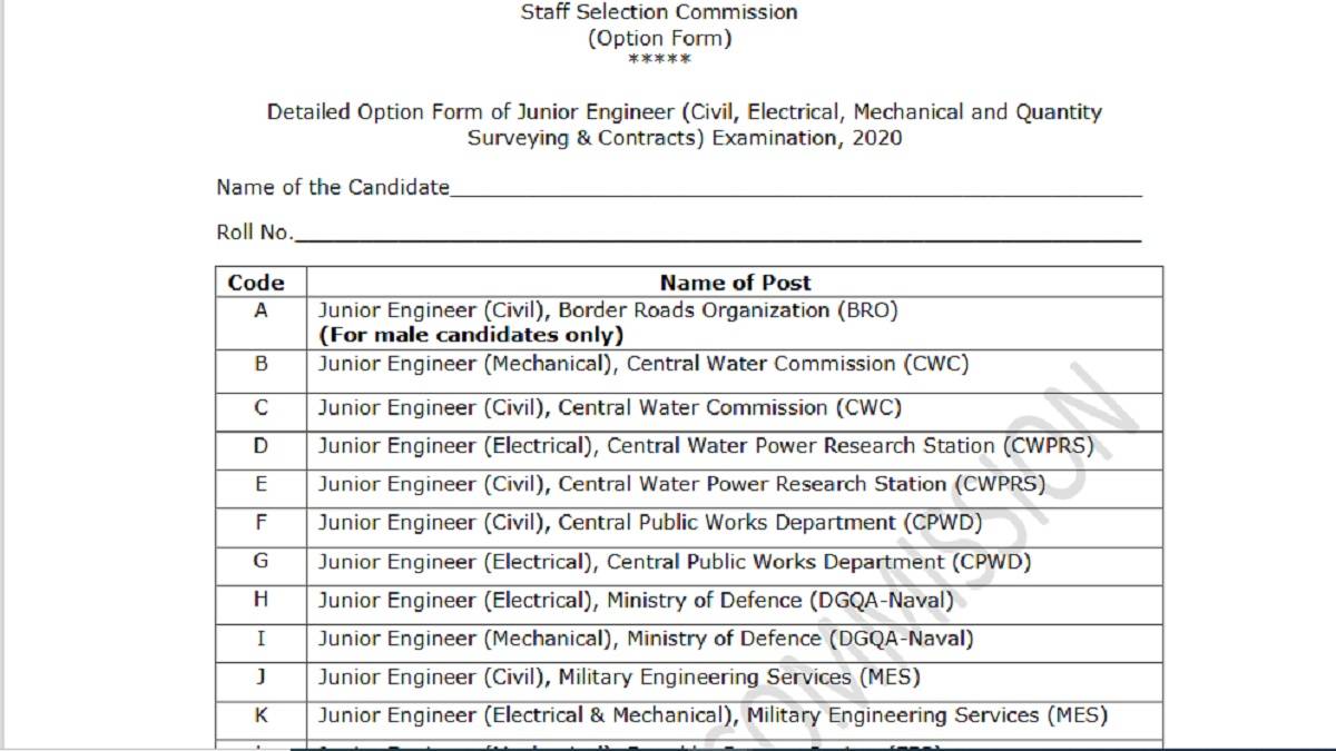 SSC_JE_Detailed_Option_Form_Download