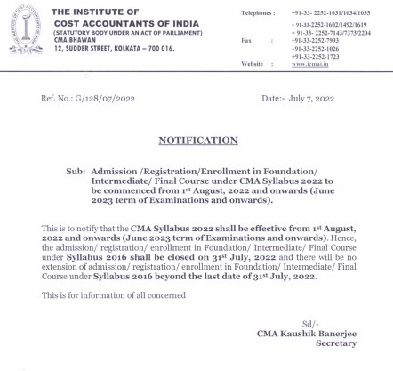 CMA Syllabus 2022